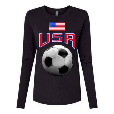 USA Soccer United States of America Flag Womens Cotton Relaxed Long Sleeve T-Shirt