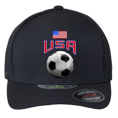 USA Soccer United States of America Flag Flexfit Unipanel Trucker Cap