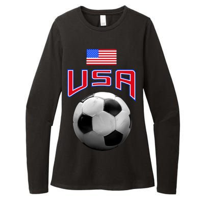 USA Soccer United States of America Flag Womens CVC Long Sleeve Shirt