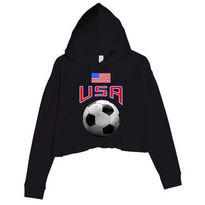 USA Soccer United States of America Flag Crop Fleece Hoodie