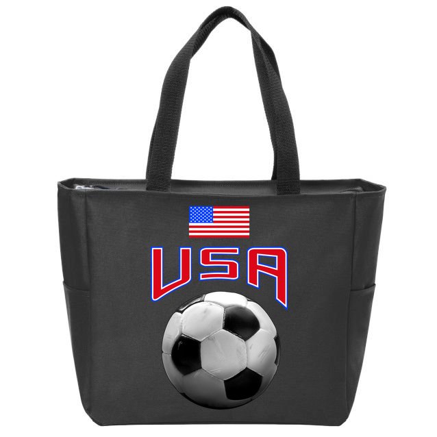 USA Soccer United States of America Flag Zip Tote Bag