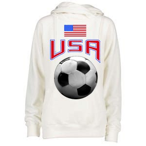 USA Soccer United States of America Flag Womens Funnel Neck Pullover Hood