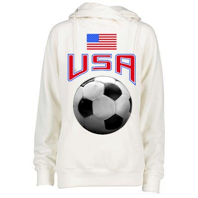 USA Soccer United States of America Flag Womens Funnel Neck Pullover Hood