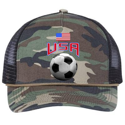 USA Soccer United States of America Flag Retro Rope Trucker Hat Cap