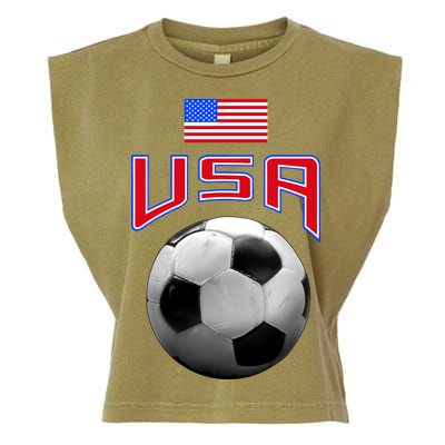 USA Soccer United States of America Flag Garment-Dyed Women's Muscle Tee