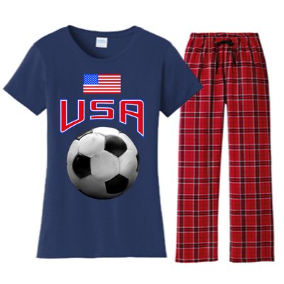 USA Soccer United States of America Flag Women's Flannel Pajama Set