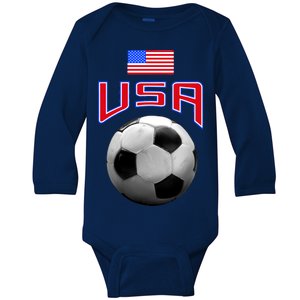 USA Soccer United States of America Flag Baby Long Sleeve Bodysuit