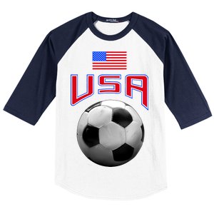 USA Soccer United States of America Flag Baseball Sleeve Shirt