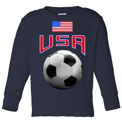 USA Soccer United States of America Flag Toddler Long Sleeve Shirt