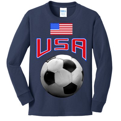 USA Soccer United States of America Flag Kids Long Sleeve Shirt