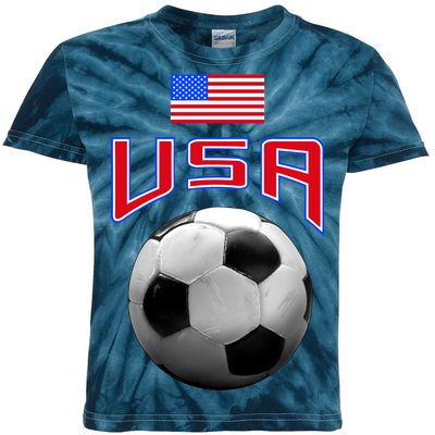 USA Soccer United States of America Flag Kids Tie-Dye T-Shirt