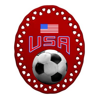 USA Soccer United States of America Flag Ceramic Oval Ornament