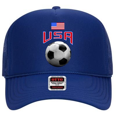 USA Soccer United States of America Flag High Crown Mesh Back Trucker Hat