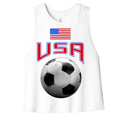 USA Soccer United States of America Flag Women's Racerback Cropped Tank