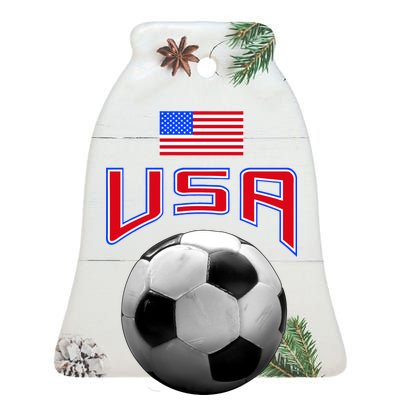 USA Soccer United States of America Flag Ceramic Bell Ornament