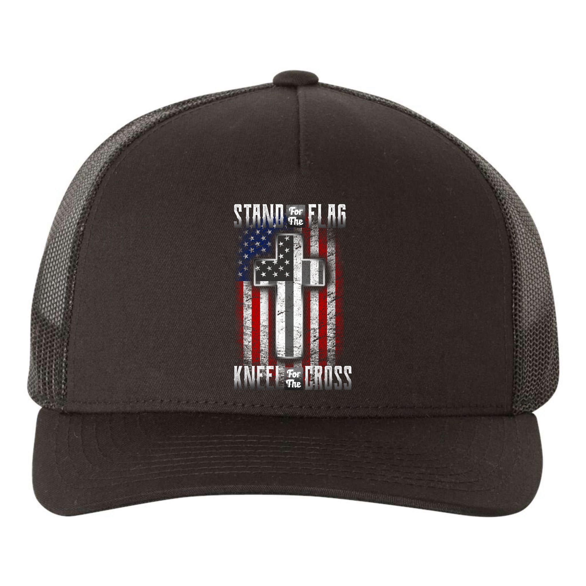 USA Stand For The Flag And Kneel For The Cross Yupoong Adult 5-Panel Trucker Hat
