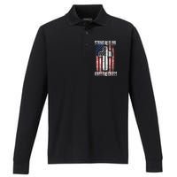 USA Stand For The Flag And Kneel For The Cross Performance Long Sleeve Polo