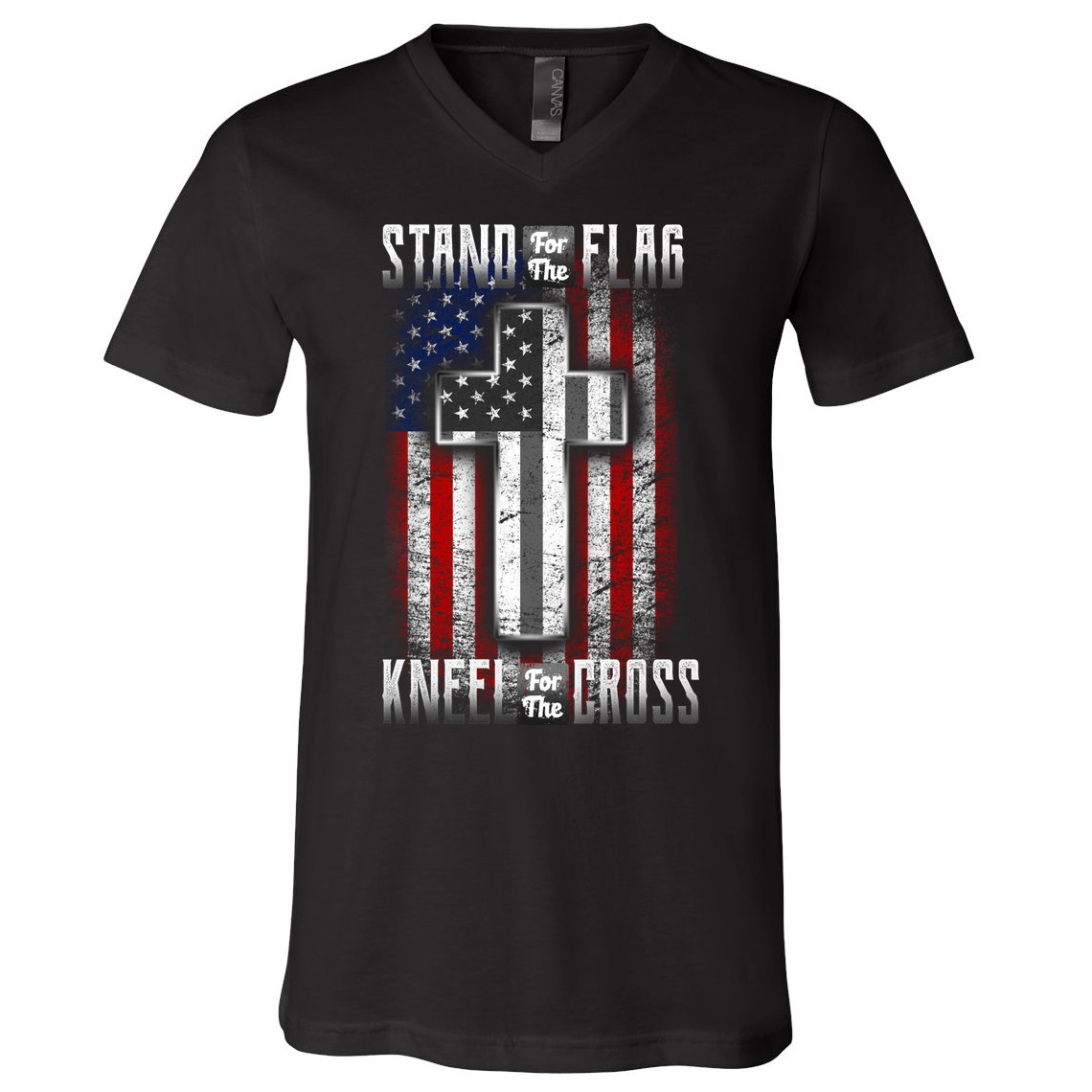 USA Stand For The Flag And Kneel For The Cross V-Neck T-Shirt