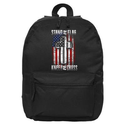 USA Stand For The Flag And Kneel For The Cross 16 in Basic Backpack