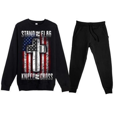 USA Stand For The Flag And Kneel For The Cross Premium Crewneck Sweatsuit Set