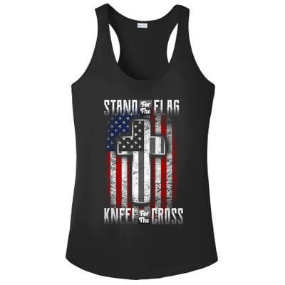 USA Stand For The Flag And Kneel For The Cross Ladies PosiCharge Competitor Racerback Tank