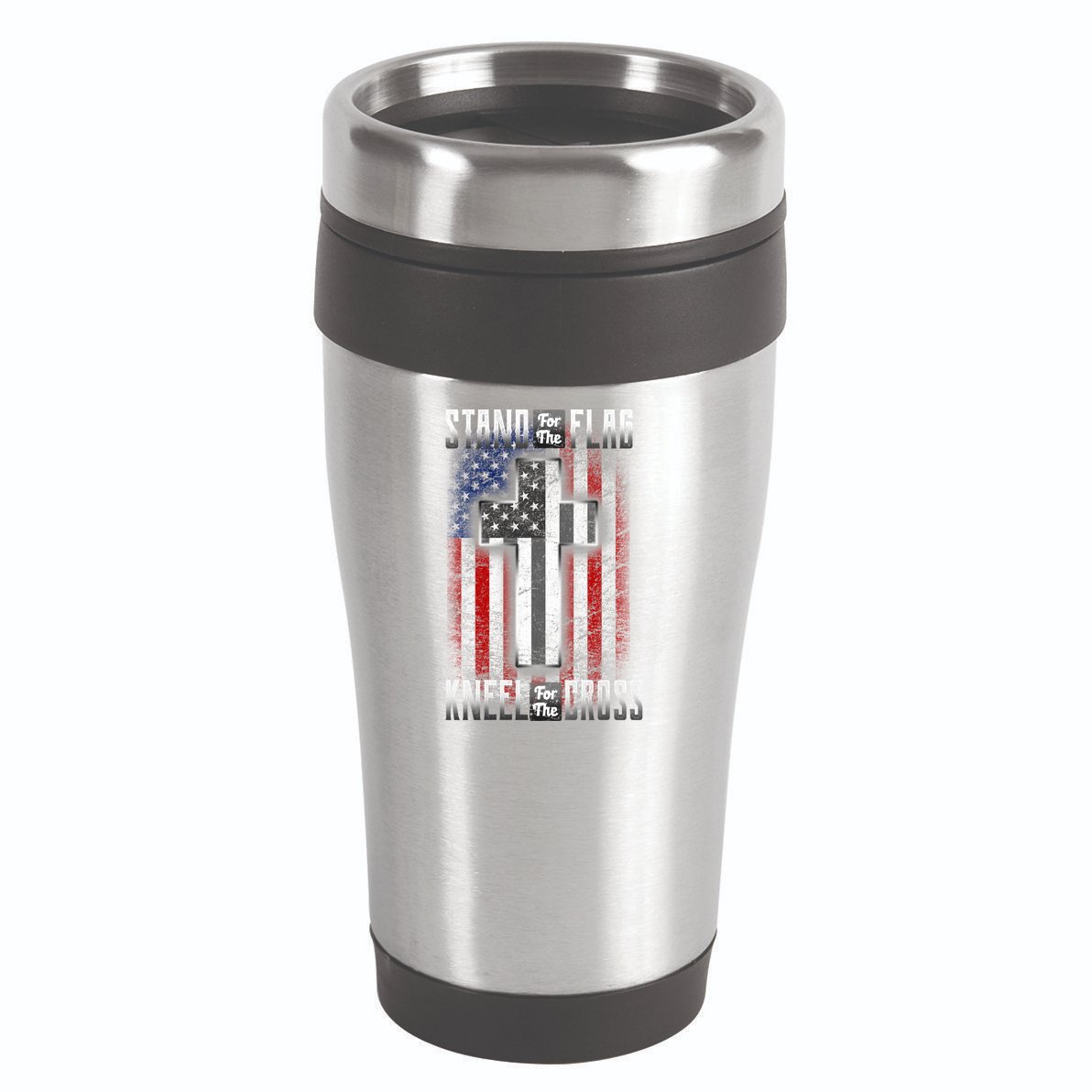 USA Stand For The Flag And Kneel For The Cross 16oz Travel Tumbler