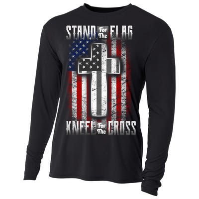 USA Stand For The Flag And Kneel For The Cross Cooling Performance Long Sleeve Crew