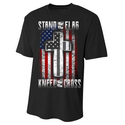 USA Stand For The Flag And Kneel For The Cross Performance Sprint T-Shirt