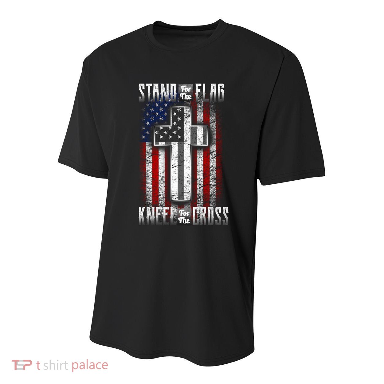 USA Stand For The Flag And Kneel For The Cross Youth Performance Sprint T-Shirt
