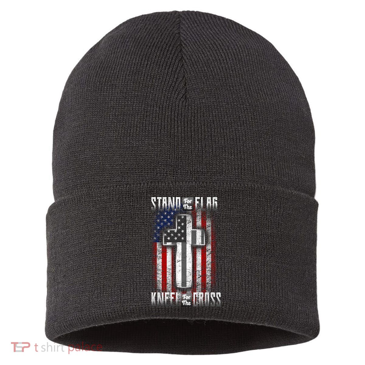 USA Stand For The Flag And Kneel For The Cross Sustainable Knit Beanie