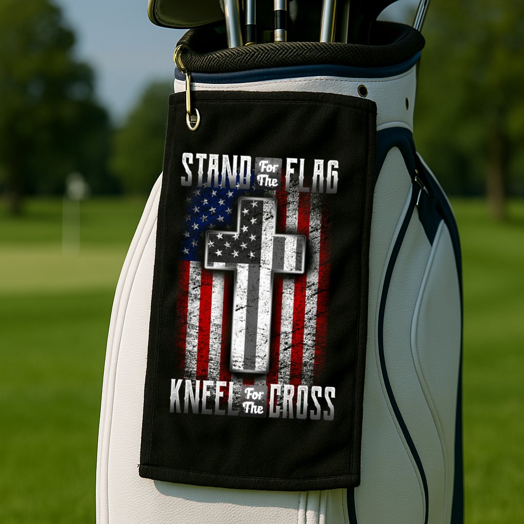 USA Stand For The Flag And Kneel For The Cross Golf Towel