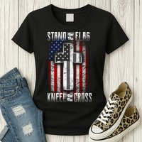 USA Stand For The Flag And Kneel For The Cross Womens T-Shirt