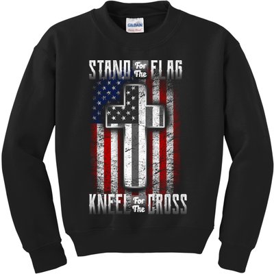 USA Stand For The Flag And Kneel For The Cross Kids Sweatshirt