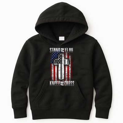 USA Stand For The Flag And Kneel For The Cross Kids Hoodie