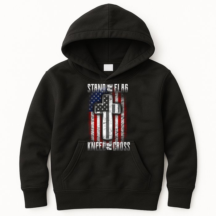 USA Stand For The Flag And Kneel For The Cross Kids Hoodie