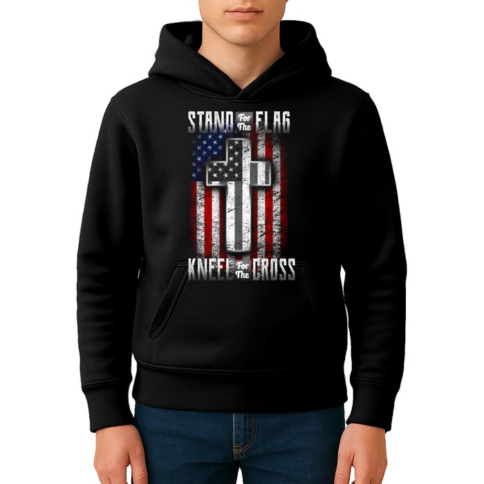 USA Stand For The Flag And Kneel For The Cross Kids Hoodie