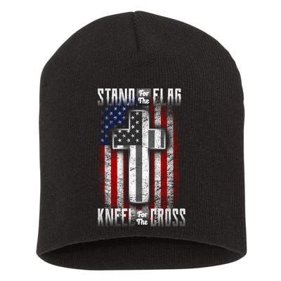 USA Stand For The Flag And Kneel For The Cross Short Acrylic Beanie