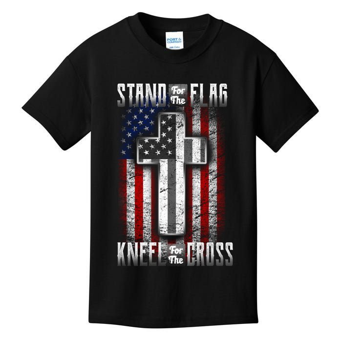 USA Stand For The Flag And Kneel For The Cross Kids T-Shirt