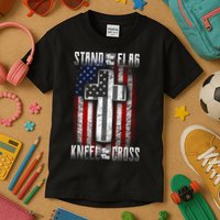 USA Stand For The Flag And Kneel For The Cross Kids T-Shirt