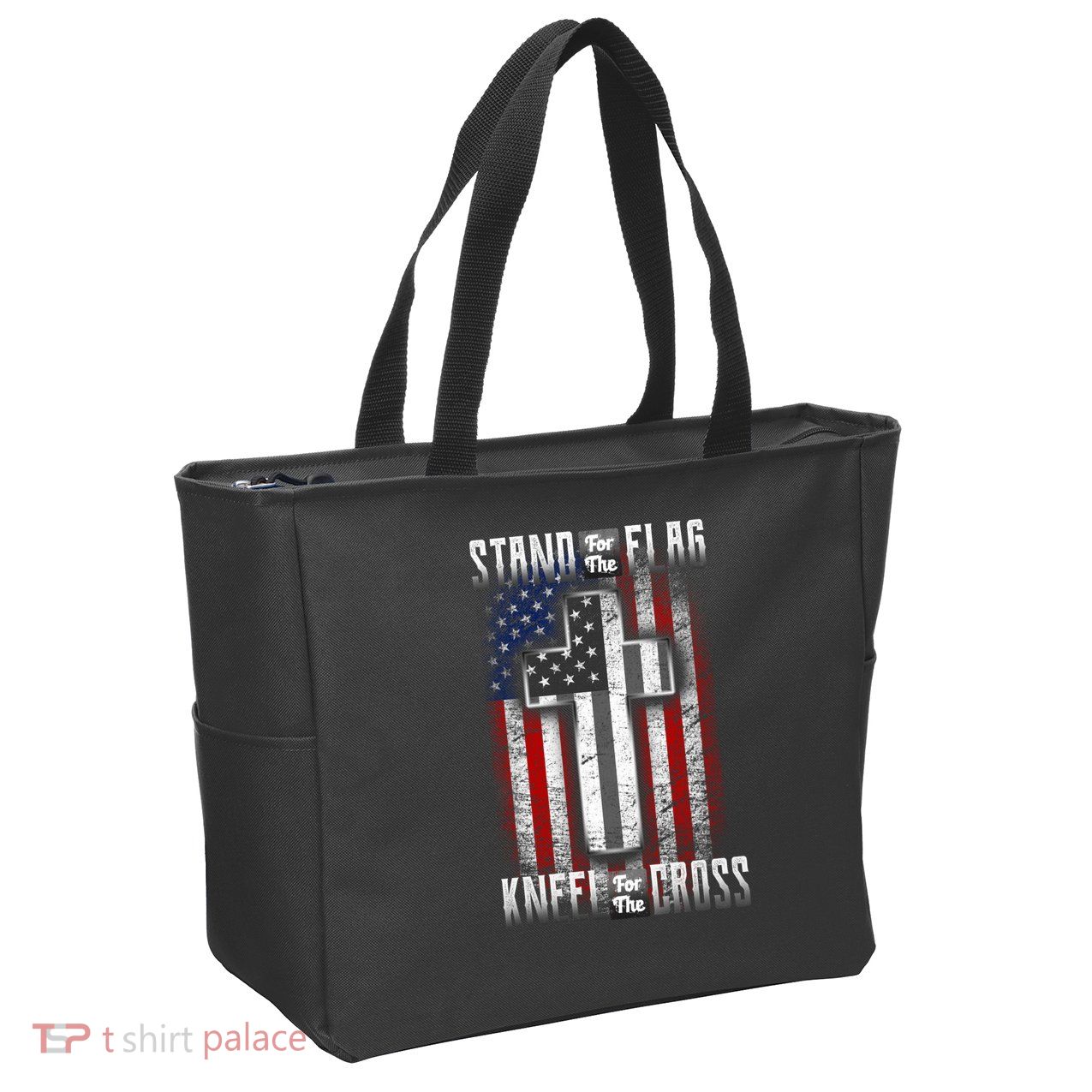 USA Stand For The Flag And Kneel For The Cross Zip Tote Bag