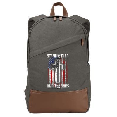 USA Stand For The Flag And Kneel For The Cross Cotton Canvas Backpack