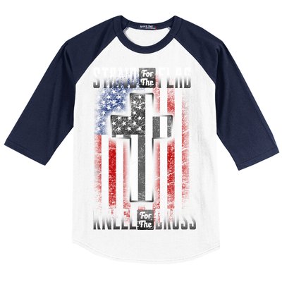 USA Stand For The Flag And Kneel For The Cross Baseball Sleeve Shirt