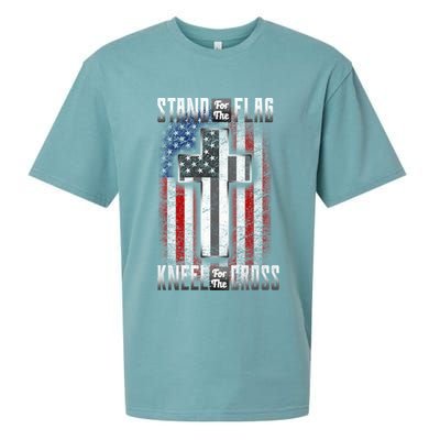 USA Stand For The Flag And Kneel For The Cross Sueded Cloud Jersey T-Shirt