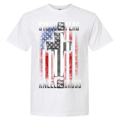 USA Stand For The Flag And Kneel For The Cross Garment-Dyed Heavyweight T-Shirt