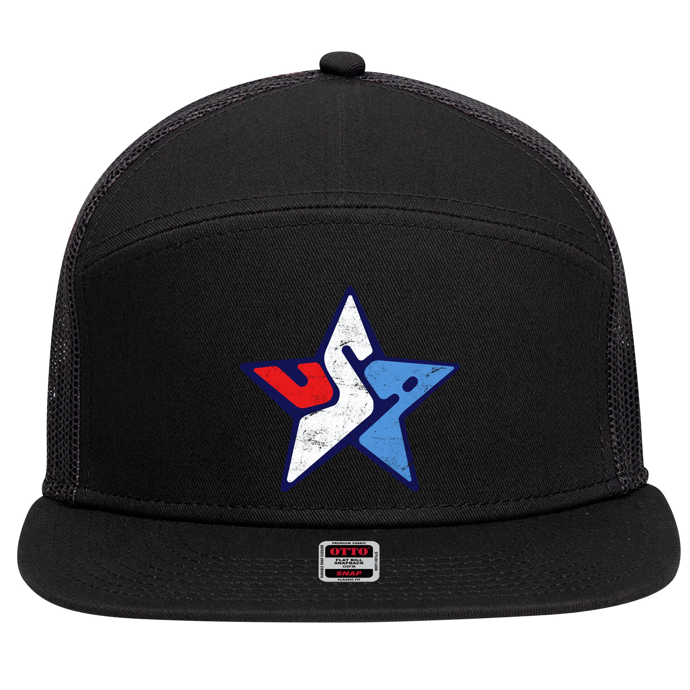 USA Star Logo 7 Panel Mesh Trucker Snapback Hat