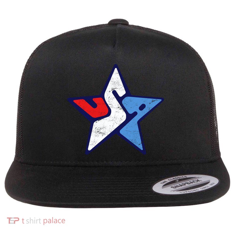 USA Star Logo Flat Bill Trucker Hat