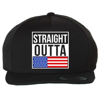 USA Straight Outta United States of America 4th of July Wool Snapback Cap