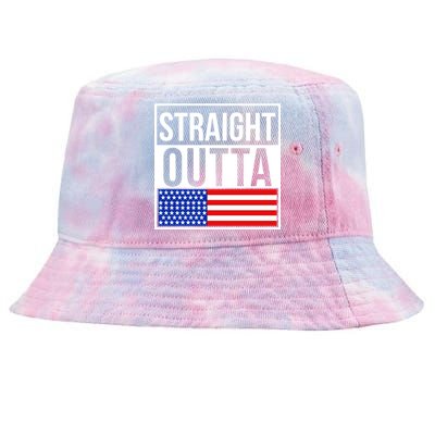 USA Straight Outta United States of America 4th of July Tie-Dyed Bucket Hat