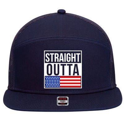 USA Straight Outta United States of America 4th of July 7 Panel Mesh Trucker Snapback Hat