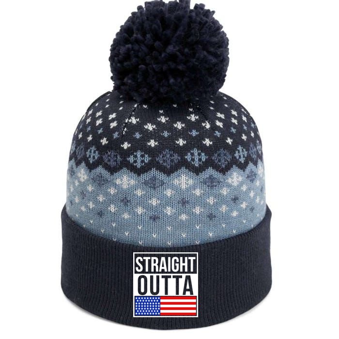 USA Straight Outta United States of America 4th of July The Baniff Cuffed Pom Beanie